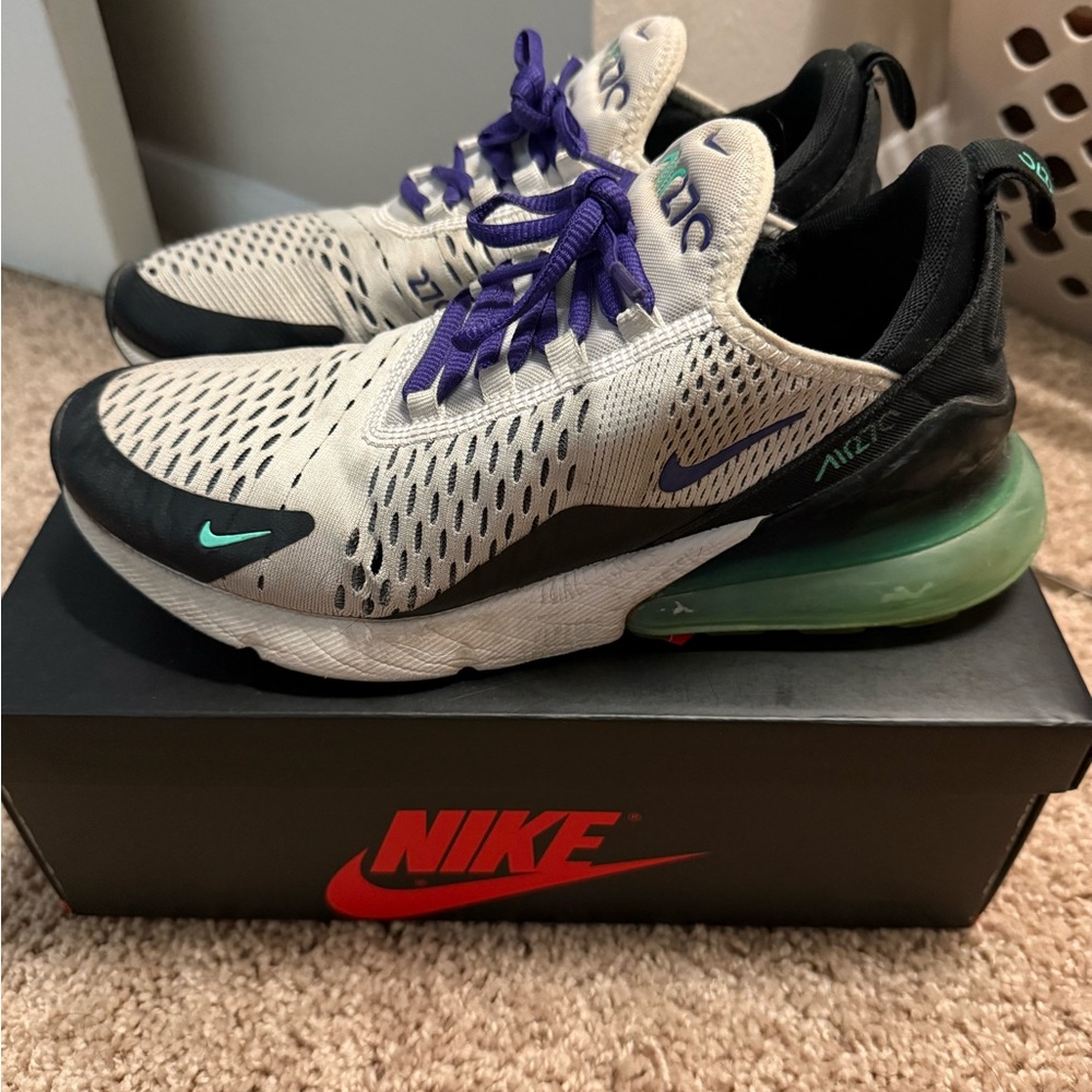 Nike Air Max 270 White and Black with Purple Accents